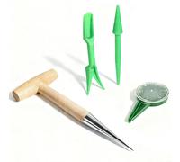 Stainless Steel dibber with T-Handle bulb planter tool seed spreader with Measuring Planting Gardening Kit For Enthusiasts Seedlings, Flowers & Vegetable Beds (Green, 3 Pcs)