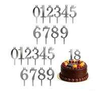 Stainless Steel Digital Candle Holders 20 Piece Set with PP Storage Box for Birthday Cakes Weddings Graduations and Celebrations (Silver)