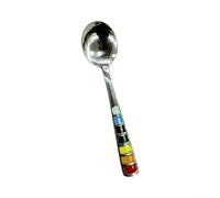 Stainless Steel Dining Spoon With Enamel Handle 18.5cm | Mirror Polished Bowl Facade, Exquisite Color Enamel Handle, Two Optional Spoon Sizes