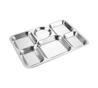 Stainless Steel Dinner Plate Camping Dish Serving Platter Rectangular Dinner Trays for Camping Dining Room School Divided Plates for Adults Kids Microwave Safe Portion Control