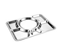 Stainless Steel Dinner Plate Camping Dish Serving Platter Rectangular Dinner Trays for Camping Dining Room School Divided Plates for Adults Kids Microwave Safe Portion Control