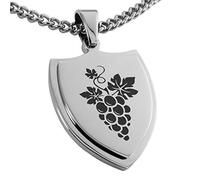 Stainless Steel Dionysus Greek God of Wine Shield Pendant Necklace, Stainless Steel