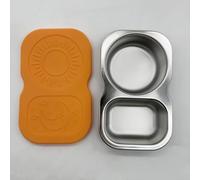 Stainless Steel Dip Clip Double Grid Sauce Cup Leakproof 2 Compartment Condiment Holder for BBQ Party Picnic 14x8.5cm(Orange)