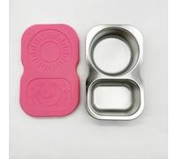 Stainless Steel Dipping Cup, 2PCS Double Compartment 150ml with Leak-Proof Silicone Lid for Picnic Snacks Sauce Storage(Pink)