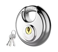 Stainless Steel Disc Lock with Key with 3/8-Inch Shackle Outdoor Padlock 1Pcs(with Rubber Sleeve)