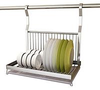 Stainless Steel Dish Drainer, Dish Holders, S Hanging Hooks, Over Sink Drainer, Deluxe -Modern Design, Silver Kitchen Dish Dryer