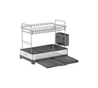 Stainless Steel Dish Drainer Rack, Silver and Gray / 2 Tiers (33.4Hcm)