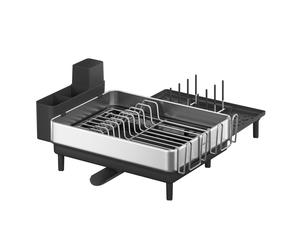 Stainless Steel Dish Drainer Rack, Silver + Black / 31.7-50.7 x 48.6 x 22.7 cm