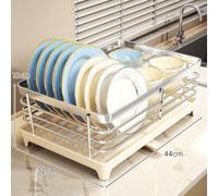 Stainless Steel Dish Rack 44cm Rust-Proof Detachable Tray Holder | Made of 304 stainless steel fits countertops multi-compartment organizer removable PP cutlery holder and draining tray