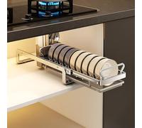 Stainless Steel Dish Rack Over Sink Drying Rack with Utensil Holder Sliding Drawers for Kitchen Storage Adhesive Pull-Out Cabinet nizer (Bowl Racks 42CM)