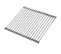 Stainless Steel Dish Rack Over Sink Foldable Kitchen Strainer for Plates Fruits & Vegetables 50x20cm Space-Saving Grey Dish Drainer for Kitchen Furniture