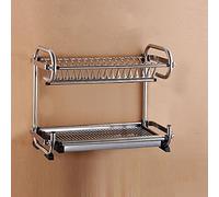 Stainless Steel Dish Rack, Wall-mounted or Countertop, Multifunctional Double Layer Design for Dishes, Cups, and Knives, Durable Kitchen Organizer