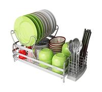 Stainless Steel Dish Rack with Removable Top Shelf, Draining Board & sil Holder - Practical Kitchen nizer for Easy Drying & Space Saving Solut