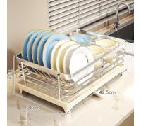 Stainless Steel Dish Rack With Tray 44cm Rust-Proof Space-Saving | Removable PP cutlery holder and draining tray easy to clean 304 stainless steel fits countertop small kitchens