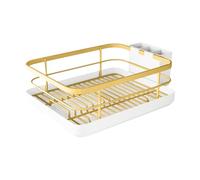 Stainless Steel Dish Racks Kitchen Counter, Space Saving Dish Drainer with Basket Utensil Organizer, 13.39x10.24x6.3 inches Sink Drying Rack for Plates Bowls Cups Cutlery Ideal for Home Cabinet Shelf
