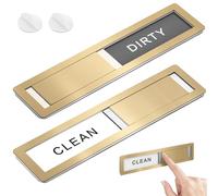 Stainless Steel Dishwasher Magnet Clean Dirty Sign Premium Magnetic Sign That Say Clean/Dirty Optional Sticker Adhesive for Non Metal Surface Dish(Champagne gold off-white)