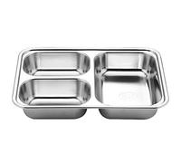 Stainless Steel Divided Dinner Tray Lunch Container Food Plate for School Cantee