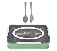 Stainless Steel Divided Dinner Tray, Student School Canteen Food Plate with Detachable Compartments, Microwave Safe Lunch Container with Cutlery for Picnics Travel Gym (Fruit green (4 grids))