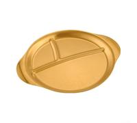 Stainless Steel Divided Serving Plate with Handles | Korean Style Dual Compartment Dish for BBQ Sauce and Grilled Meat | Modern Minimalist Dinnerware for Home(2 Gold)