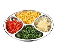 Stainless Steel Divided Tray 4 Compartments Condiment Prep 24x2.8cm | Smooth Metal , Rust Resistant, Four Separate Sections, For Ginger Garlic Scallion Prep, Camping Bbq Picnic, 24x2.8cm