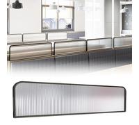 Stainless Steel Divider Screen Panels for Restaurants & Offices - Decorative Translucent Glass Partitions, Black Grille, 100x30cm - Ideal for Dining Areas & Hotels (No Base)
