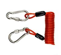 Stainless Steel Diving Camera Tether 1.2m Locking Spring Hook Secure Gourd | Stretchable 1.2m 304 Stainless Steel Wire for tpu Coating Multi-Use Underwater Tether for Gear Attachment(Red)
