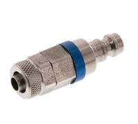 Stainless steel DN 5 Blue Air Coupling Plug 6x8 mm Union Nut Double Shut-Off