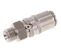 Stainless Steel DN 6 Mold Coupling Socket G 1/4 inch Male Threads Double Shut-Off