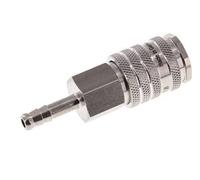 Stainless steel DN 7.8 Air Coupling Socket 6 mm Hose Pillar Double Shut-Off