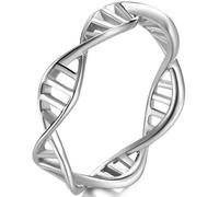 Stainless Steel DNA Molecule Double Helix Structure Wedding Promise Statement Anniversary Ring