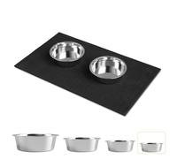 Dog Bowls, 2 Stainless Steel Dog Bowl with Mat, Dog Bowls with Nonslip EVA Rubber Bottom Ring, Food & Water Bowl for Dogs, Cats, A Variety of Sizes are Available, Dishwasher Safe