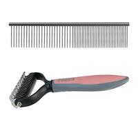 Stainless Steel Dog Comb Kit - Shedding & Dematting Rake Comb for Dogs & Cats (L, Orange)