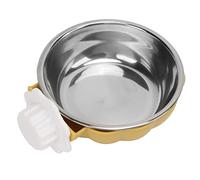 Stainless Steel Dog Feeder Hanging Bowl 2 In 1 Cat Feeding Bowl For Cage Use Pumpkin Shape (Yellow)