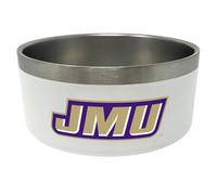 Stainless Steel Dog Food & Water Bowl - NCAA Officially Licensed (James Madison Dukes, 32 Oz)