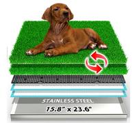 Stainless Steel Dog Grass Pad with Tray, Odor-Resistand & Easy to Clean Indoor/Outdoor Puppy Potty System,Durable Alternative to Plastic Dog Litter Box with Artificial Grass for Dogs Potty Training