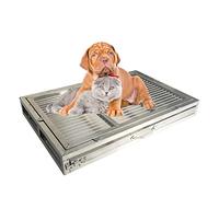 Stainless Steel Dog Potty Trainer - Portable Indoor Outdoor Pet Toilet Tray for Housebreaking, Easy Clean Litter Box Mat (123 * 80 * 7.5cm, 304 SUS)