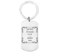 Stainless Steel Dog Tag Keyring - “Grumpy Fuckers Club” Funny Keychain - Humorous Rude Gift for Men & Women - Novelty Stocking Filler, Birthday Present, Joke Gift, Laser Engraved Key Ring