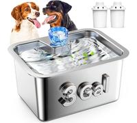 Stainless Steel Dog Water Fountain, 3 Gallon Extra Large Pet Fountains for Large Dogs, Great Dane Waterer Automatic Dog Bowl Dispenser,Filter Drinking Bowls for Multi Pets, Easy to Clean, Quiet Pump