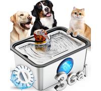 Stainless Steel Dog Water Fountain for Large Dogs, 3 Gal Automatic Pet Water Fountain for Multiple Pets, Dog Water Bowl Dispenser with Large Filter and Quiet Pump, Easy to Clean
