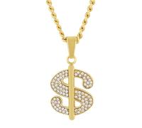 Stainless Steel Dollar Symbol Pendant Necklace with Yellow Finish Jewelry Accessory