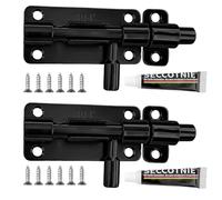 Stainless Steel Door Bolt 4 Inch, Pack of 2 Lockable Sliding Latch with 12 Screws, Rustproof Security Lock for Gate, Window, and Fence(Black)