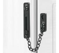 Stainless Steel Door Chain Latch Restrictor with Hardened Welded Chain, for Partial Door Opening to Identify Visitors or Receive Packages, Black Security Slide Catch for Indoor Doors