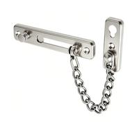 Stainless Steel Door Chain Lock, 180mm Security Latch with Safety Spring, Includes 6 Screws, Easy Installation for Front Entry or Patio, Silver