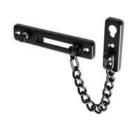 Stainless Steel Door Chain Lock, 180mm Security Latch with Safety Spring, Includes 6 Screws, Easy Installation for Front Entry or Patio, Black