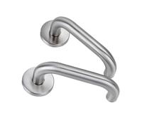 Stainless Steel Door Handle Set, Brushed Silver Finish, Lever Shape, 4 Pieces with Installation Hardware, Modern Contemporary Style