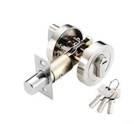 Stainless steel door lock with key for bedroom or front doors, single sided lock with anti theft solid latch, can be locked/unlocked by external key or internal rotary button (Silver)