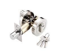 Stainless Steel Door Lock with Key, Single Sided Design with Solid Anti Theft Latch for Front and Bedroom Doors in Residential and Commercial Settings (Silver)