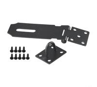 Stainless Steel Door Padlock Hasp Kit - 3 or 4 or 5 Inch Folding Security Buckle Plate Having Screws for Barn Doors Exterior Interior Rooms (Black 2.0mm Thick)(4 INCH)