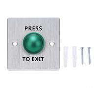Stainless Steel Door Release Button for Access Control Systems, 12-24V DC Push-to-Exit NO Switch, Self-Resetting, IK10 Rated, 86x86mm Pa