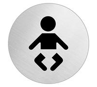 Stainless Steel Door Sign Baby change Ø 100 mm 7715
